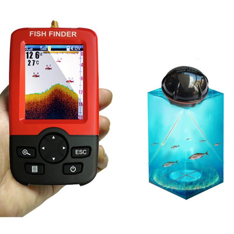 Fishing Depth Finder - เครื่องหาปลาแบบพกพาพร้อมเซ็นเซอร์โซนาร์ 100 เมตร เครื่องวัดความลึกแบบไร้สาย เครื่องล่อปลา เครื่องวัดความลึกแบบไร้สาย